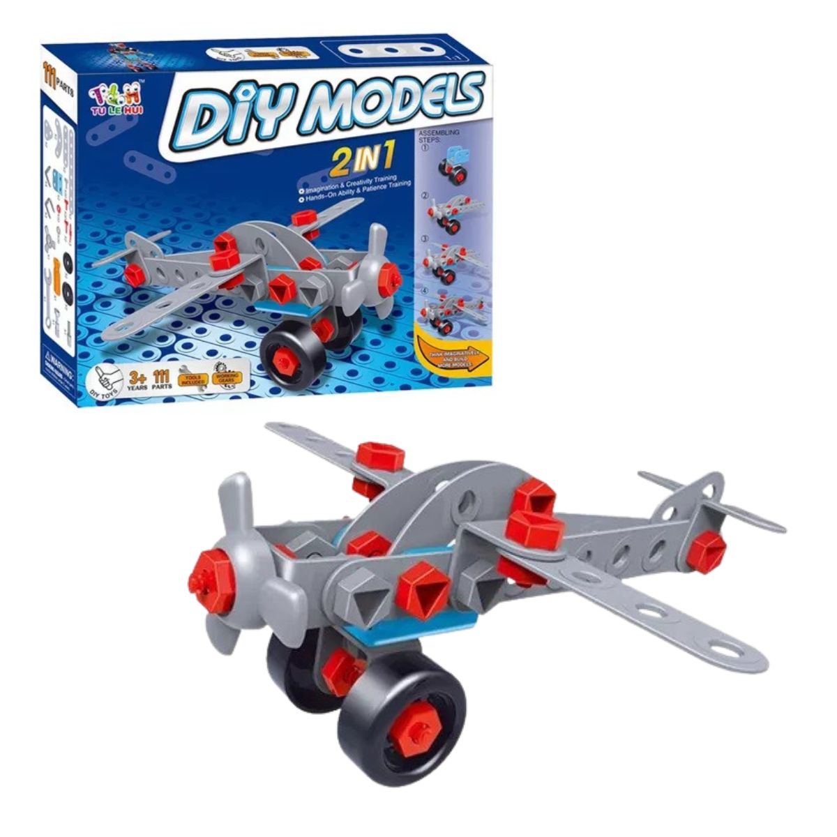 Blocos De Montar 2 Em 1 Avião Diy Models - Steam Toy Blocos De Montar 2 Em 1 Avião Diy Models - Steam Toy